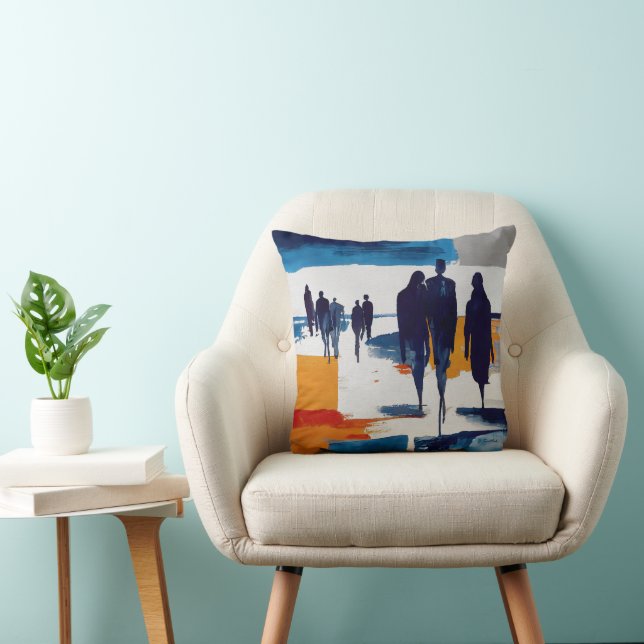 Coussin Promeneurs d'après-tempête – Figures abstraites (Chaise)