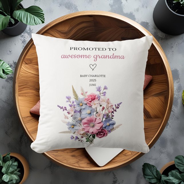 Coussin Promu à grand-mère génial Personnalisé (Créateur téléchargé)
