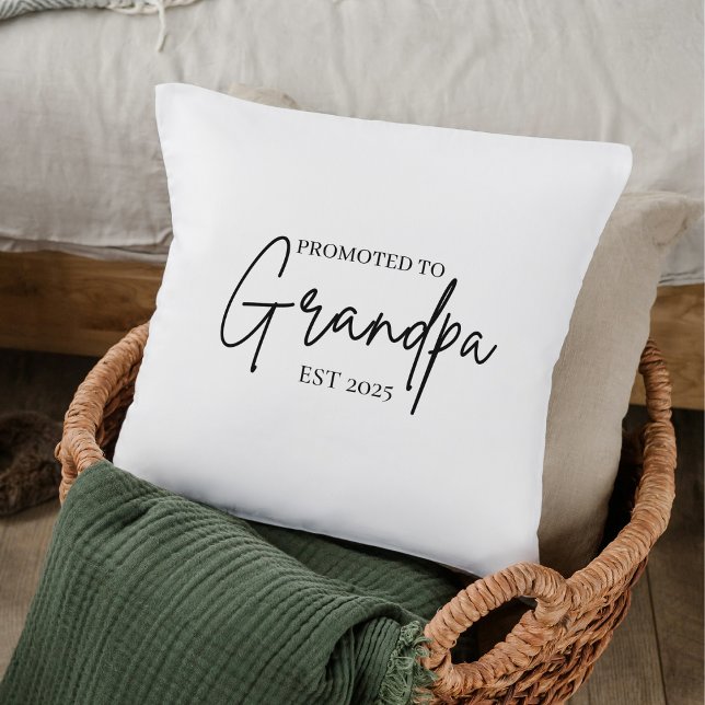 Coussin Promu à Grand-père EST | Nouveau cadeau grand-père (Créateur téléchargé)
