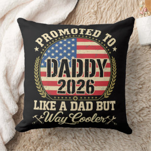Coussin Promu Papa 2026 Drapeau Américain Drôle 