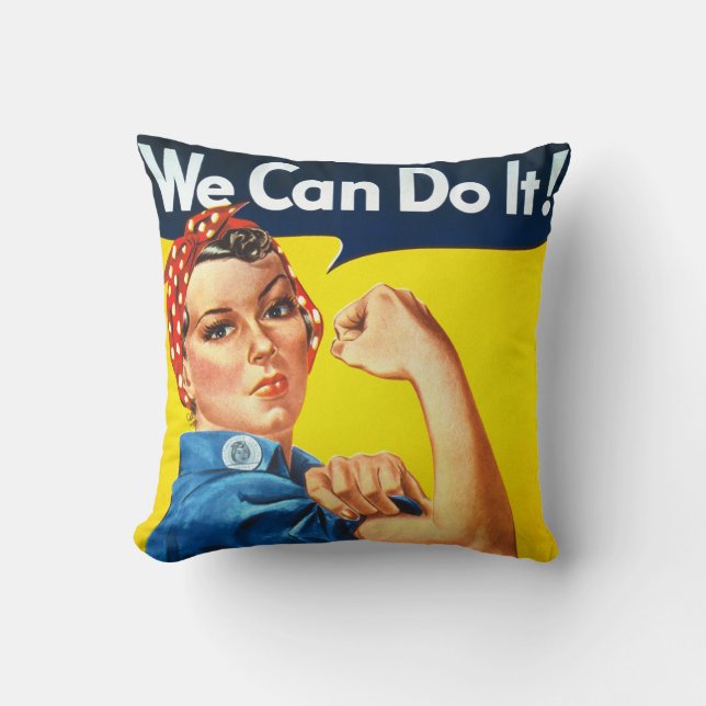Coussin Propagande Vintage Rosie Riveter (Recto)
