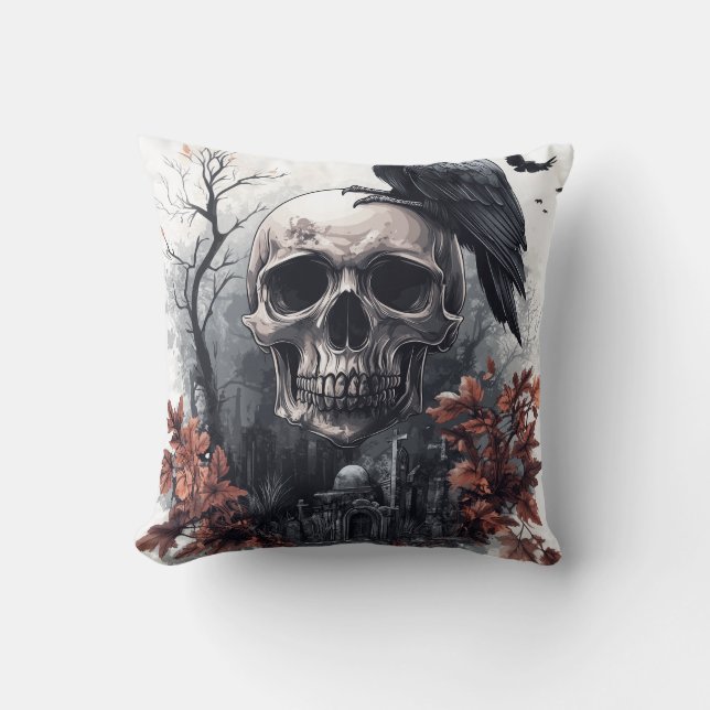 Coussin Prophétie du Crâne et du Corbeau (Recto)