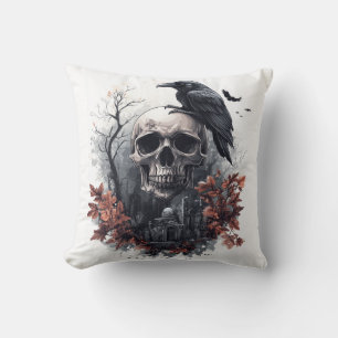 Coussin Prophétie du Crâne et du Corbeau