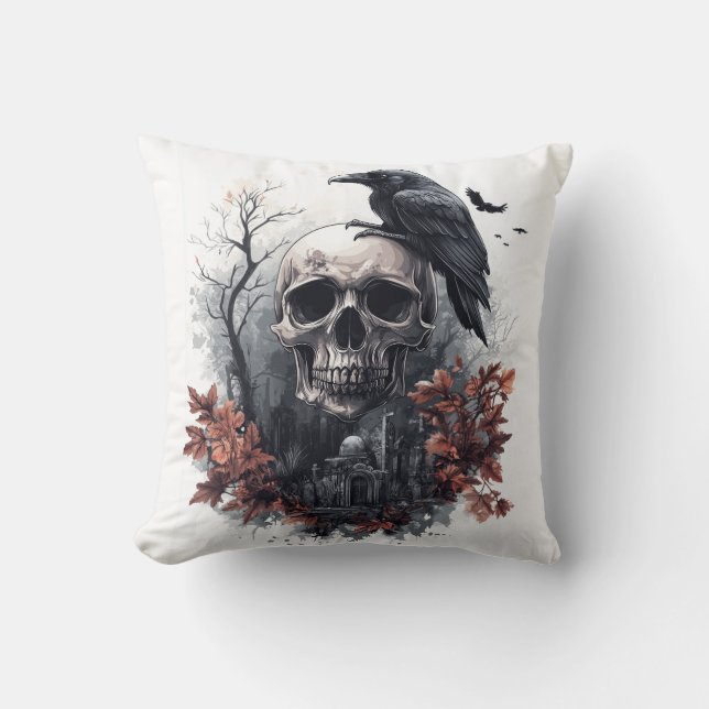 Coussin Prophétie du Crâne et du Corbeau (Recto)