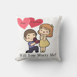 Coussin Proposition de mariage mignon avec un couple Kawai