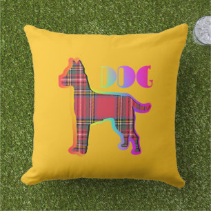 Coussin Propriétaire de chien écossais rouge jaune