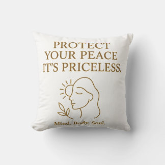 Coussin Protect Your Peace — Minimalist Self-Care Quote