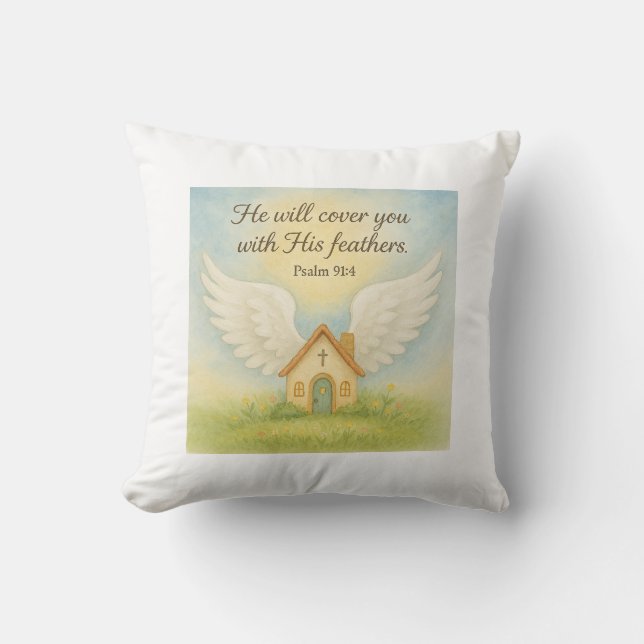 Coussin Protection Divine - Psaume 91:4 (Recto)