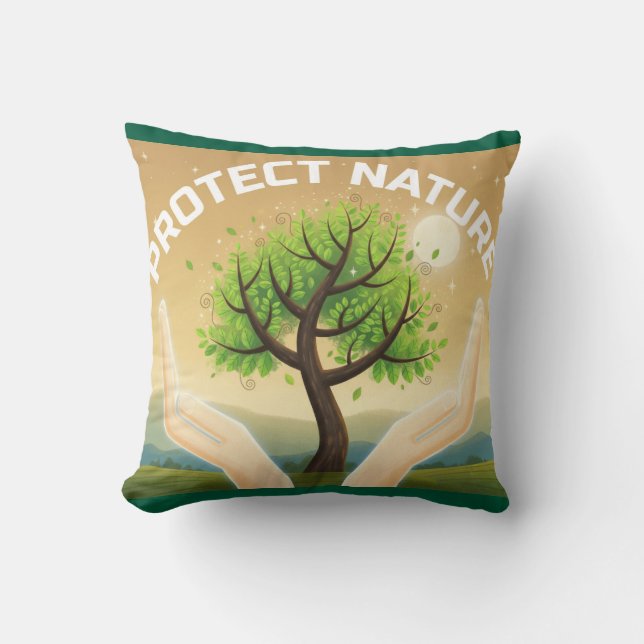Coussin Protéger la nature - Arbre mystique de la vie (Recto)