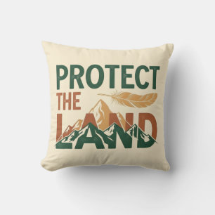 Coussin "Protégez la Terre" Montagnes avec plume