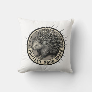 Coussin Protégez Votre Espace Art Vintage Porc-Épic