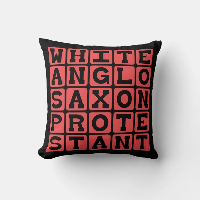 Coussin Protestant anglo-saxon blanc, WASP (Recto)