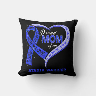 Coussin Proud Maman Of An Ataxia Warrior Blue Ribbon Match