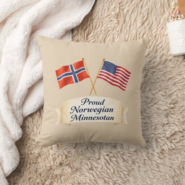 Coussin Proud Norwegian Minnesotan Heritage Throw Pillow (Couverture)