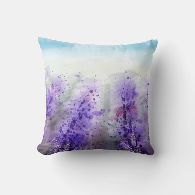 Coussin Provence Lavande : Vintage aquarelle (Recto)