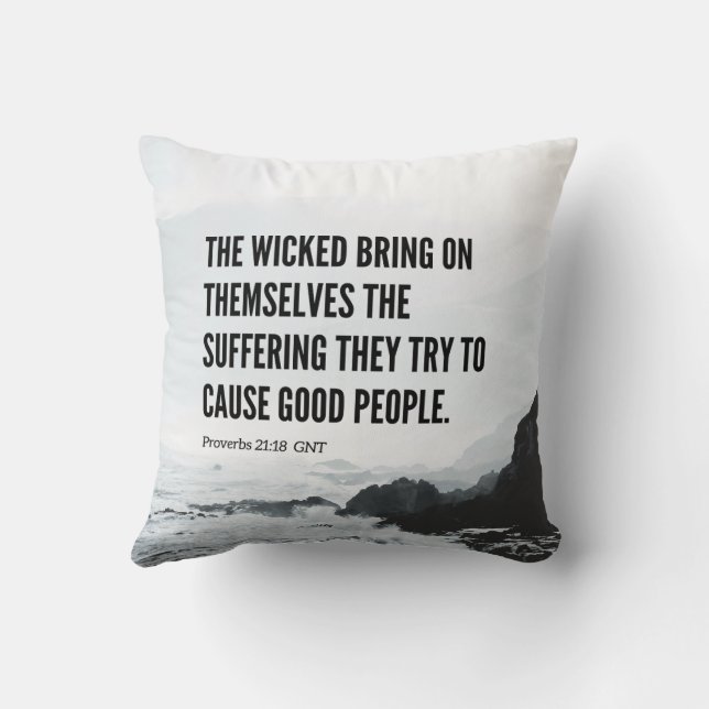 Coussin Proverbes 21:18 Citations bibliques (Verso)