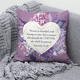 Coussin Proverbes 31 Citation de la Bible Coeur fleuri pou
