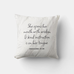 Coussin Proverbes 31 Verset de la Bible Photo Marbre Glamo