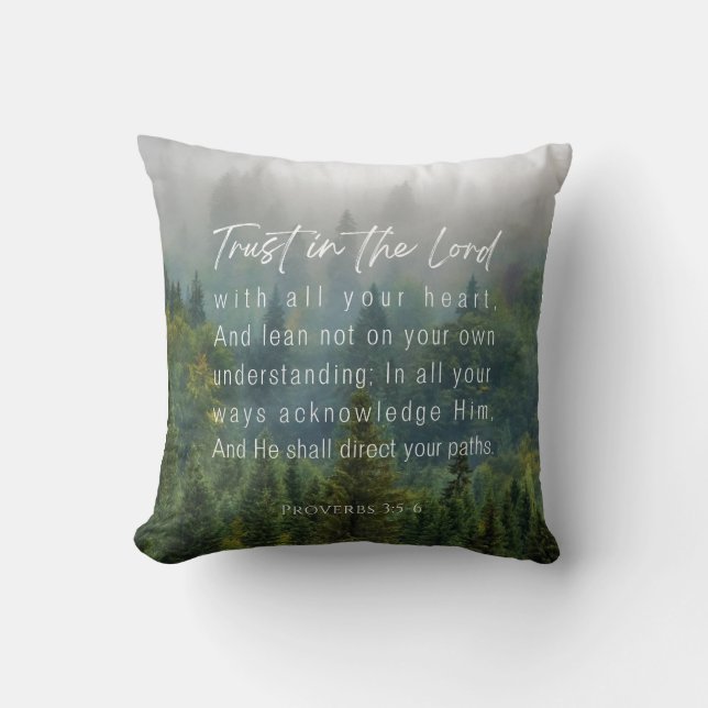 Coussin Proverbes 3:5-6 Confiance dans le Seigneur (Recto)