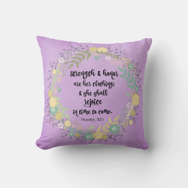 Coussin Proverbes Force et honneur Bible Verse (Recto)