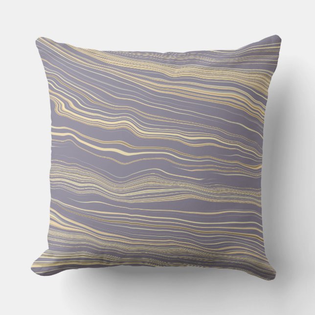 Coussin Prune contemporain, beige avec motif lin (Recto)