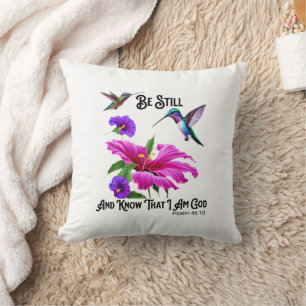 Coussin Ps 46:10 Be Still and Know Hummingbird