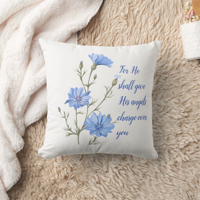 Coussin Psalm 91  He Shall Give His Angels Inspirational (Couverture)