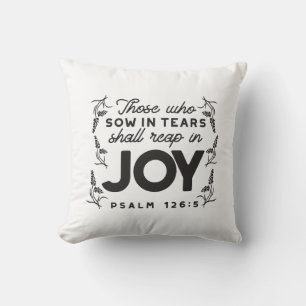 Coussin Psaume 126:5 Typographie des Écritures – Moissonne