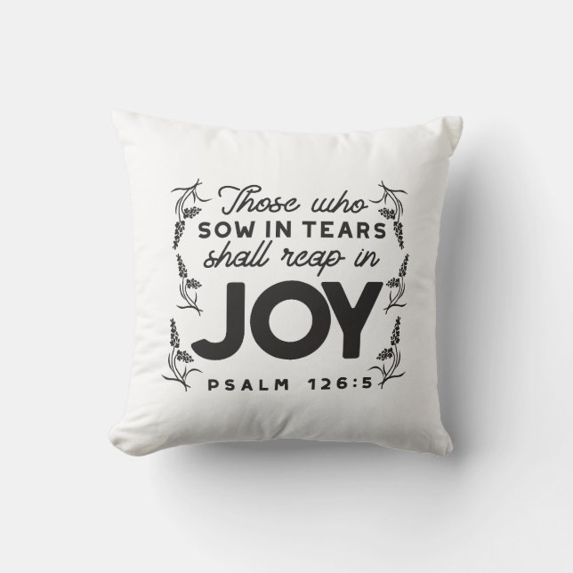 Coussin Psaume 126:5 Typographie des Écritures – Moissonne (Recto)