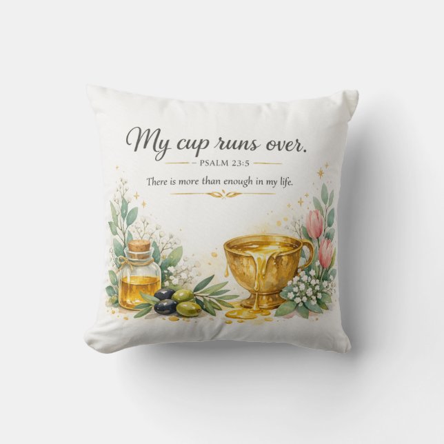 Coussin Psaume 23:5 Verset Biblique, Décoration Juive Mess (Recto)