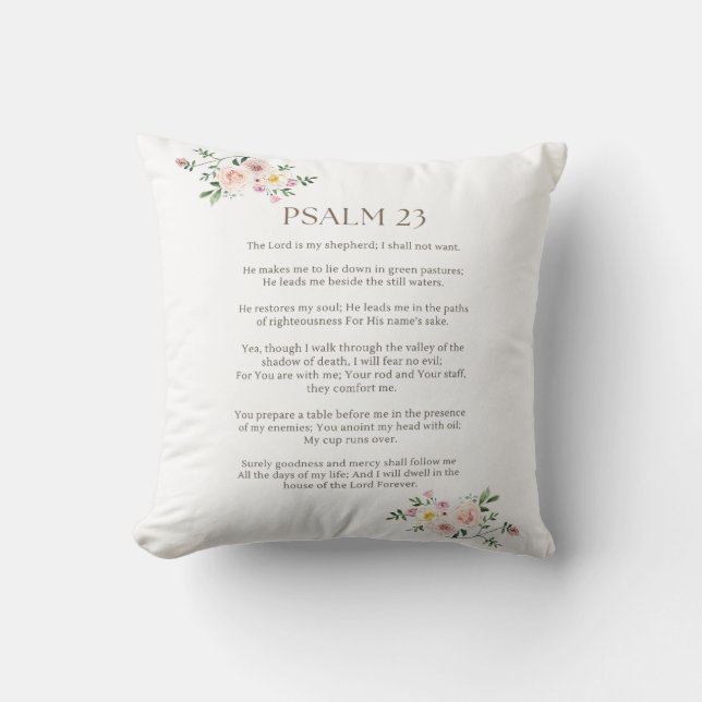 Coussin Psaume 23 NKJV Le Seigneur est Mon Pasteur (Recto)
