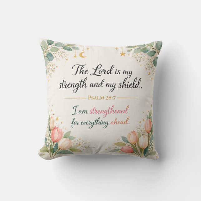 Coussin Psaume 28:7 Verset Biblique, Décoration Juive Mess (Recto)