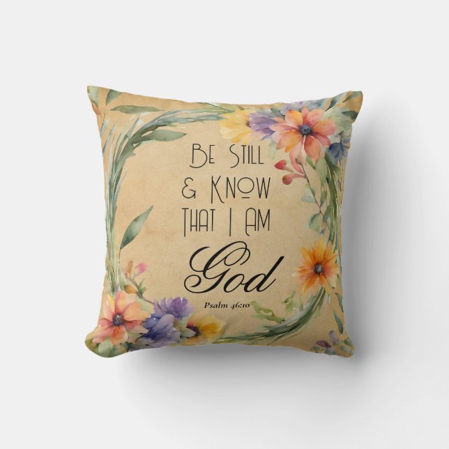 Coussin Psaume 46:10 Restez calme et sachez (Recto)