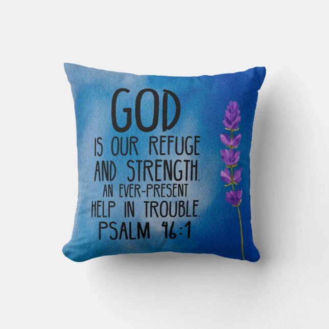 Coussin Psaume 46:1 Art de verset de la Bible chrétienne (Recto)