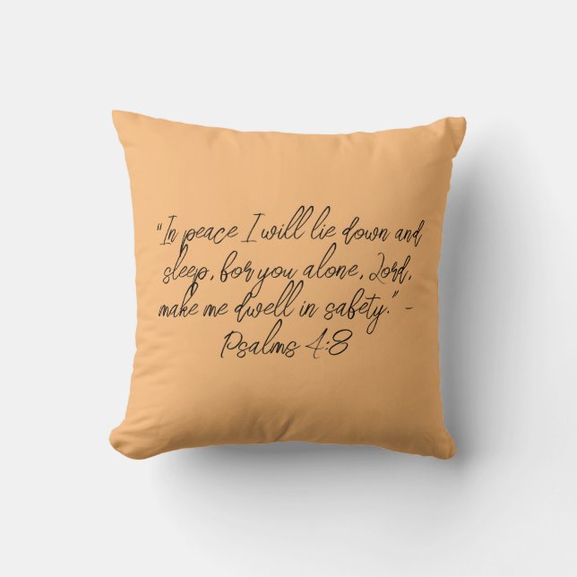 Coussin Psaume 4:8 S'allonger & Dormir Verset Biblique Chr (Recto)