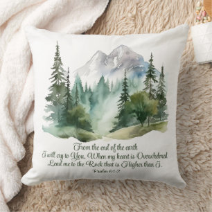 Coussin Psaume 61:2 Conduis-moi au Rocher Montagne des Écr