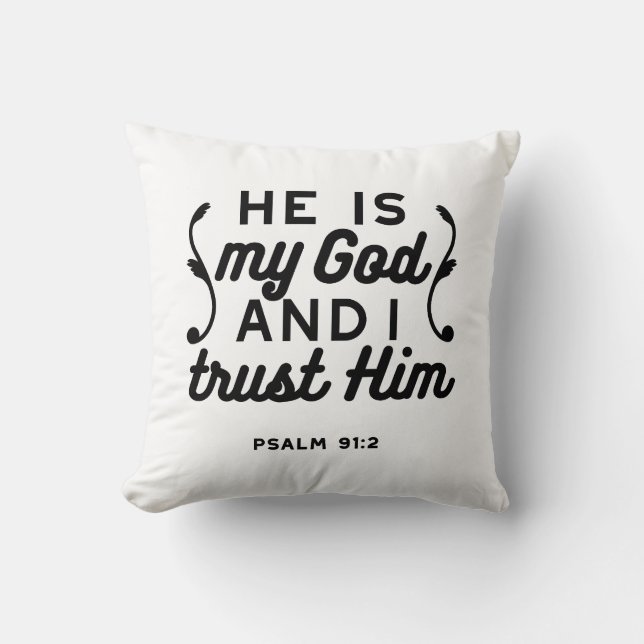 Coussin Psaume 91:2 – Verset de la Bible chrétienne de con (Recto)