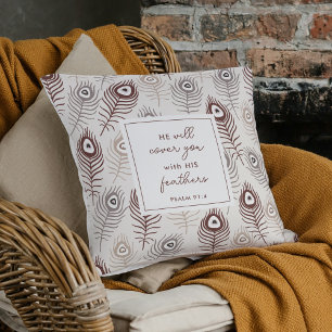Coussin Psaume moderne 91:4 Personnalisé Prière Keepsaké C