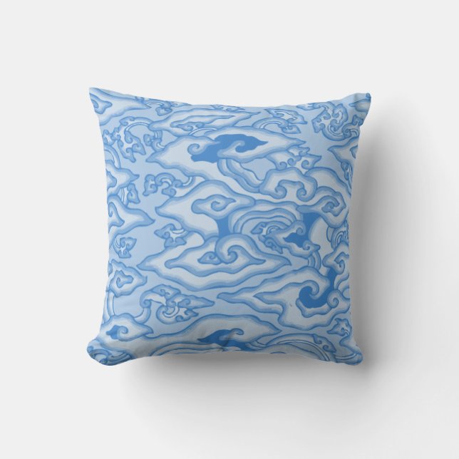 Coussin Psychedelic Blue et White Waves (Recto)