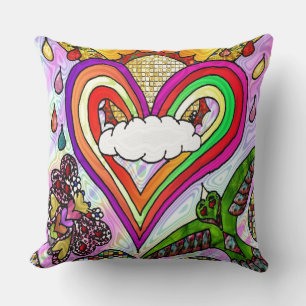 Coussin Psychédélic Rainbow Heart