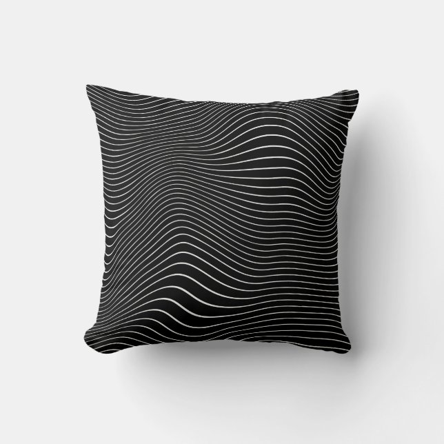 Coussin Psychedelic Wavy : Arrière - plan noir blanc (Recto)