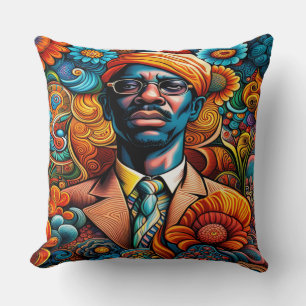 Coussin Psychedelica Abstrait Africain Américain Homme