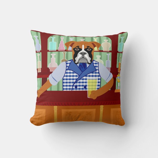 Coussin Pub de bière de chien de boxeur (Recto)