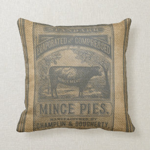 Coussin Publicité de cru de minces pies de toile de jute