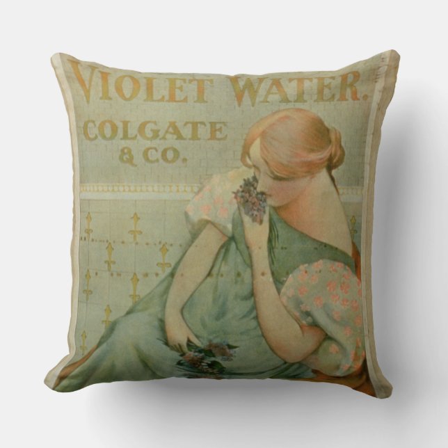 Coussin Publicité par affichage "l'eau violette", par (Recto)