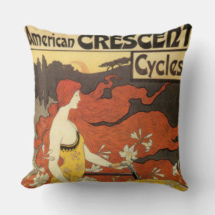 Coussin Publicité vintage American Crescent Cycles