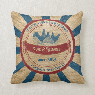 Coussin Publicité vintage de poulets d'alimentation de