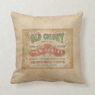 Coussin Publicité vintage de sirop de toile de jute