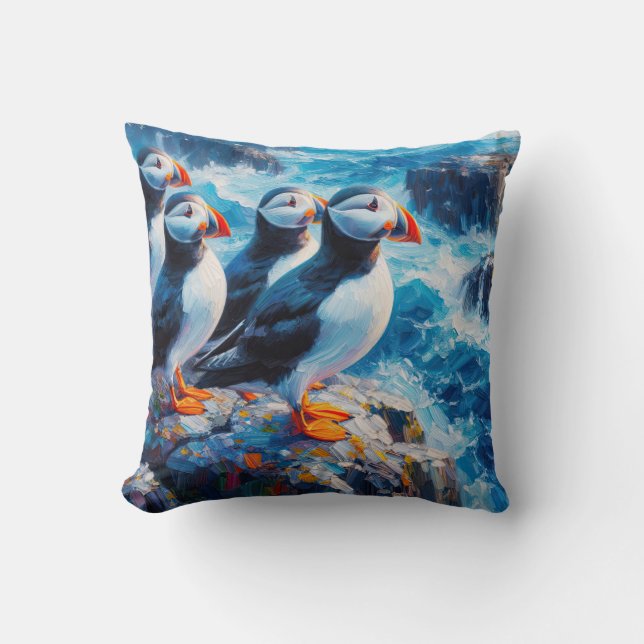 Coussin Puffins (Recto)