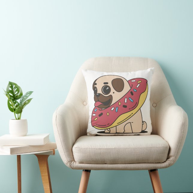 Coussin Pug dans beignet (Chaise)